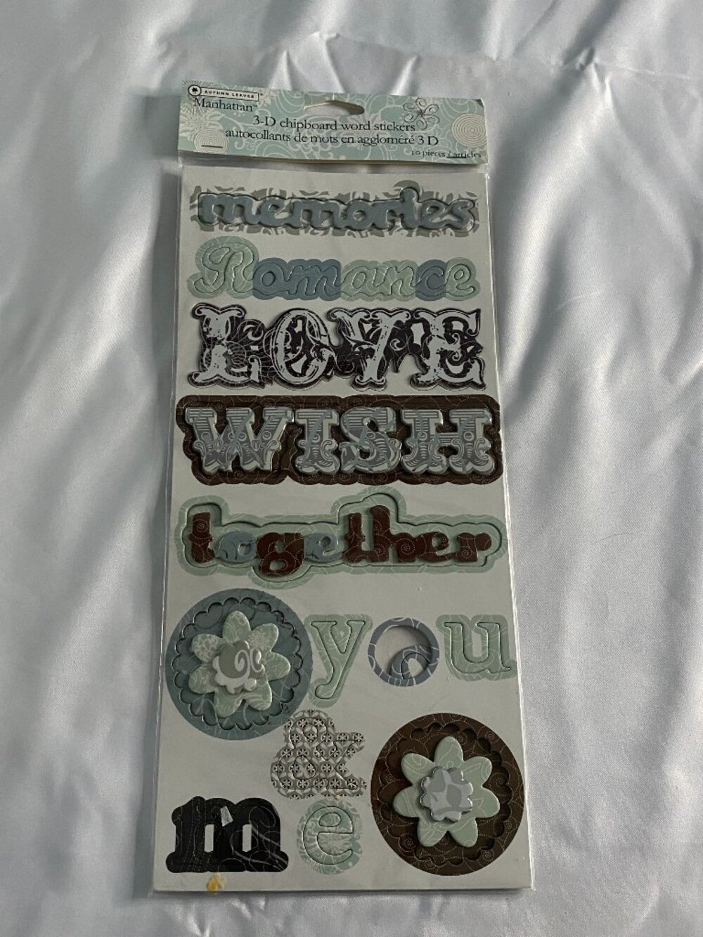 Autumn Leaves Manhattan 3D Chipboard Word Stickers